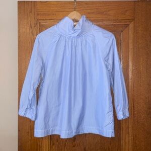 JCrew Thomas Mason blue/white striped mock neck cotton top; Sz 6; L1980